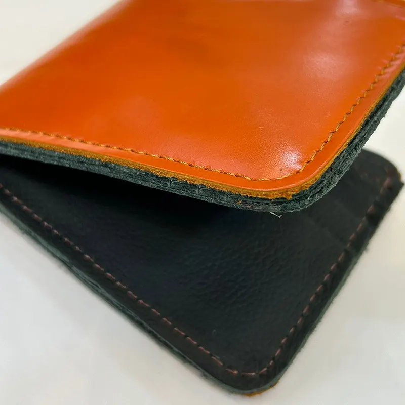 Classic Orange Leather Bifold Imported Dust pouch Wallet